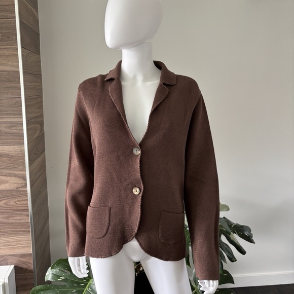 Fabiana Filippi Cardigan Blazer Jacket Brown Buttons NWT Sz L❤️ - Picture 1 of 6